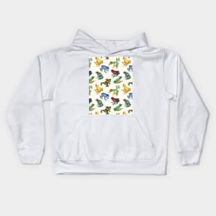 Frogs on natural white Kids Hoodie